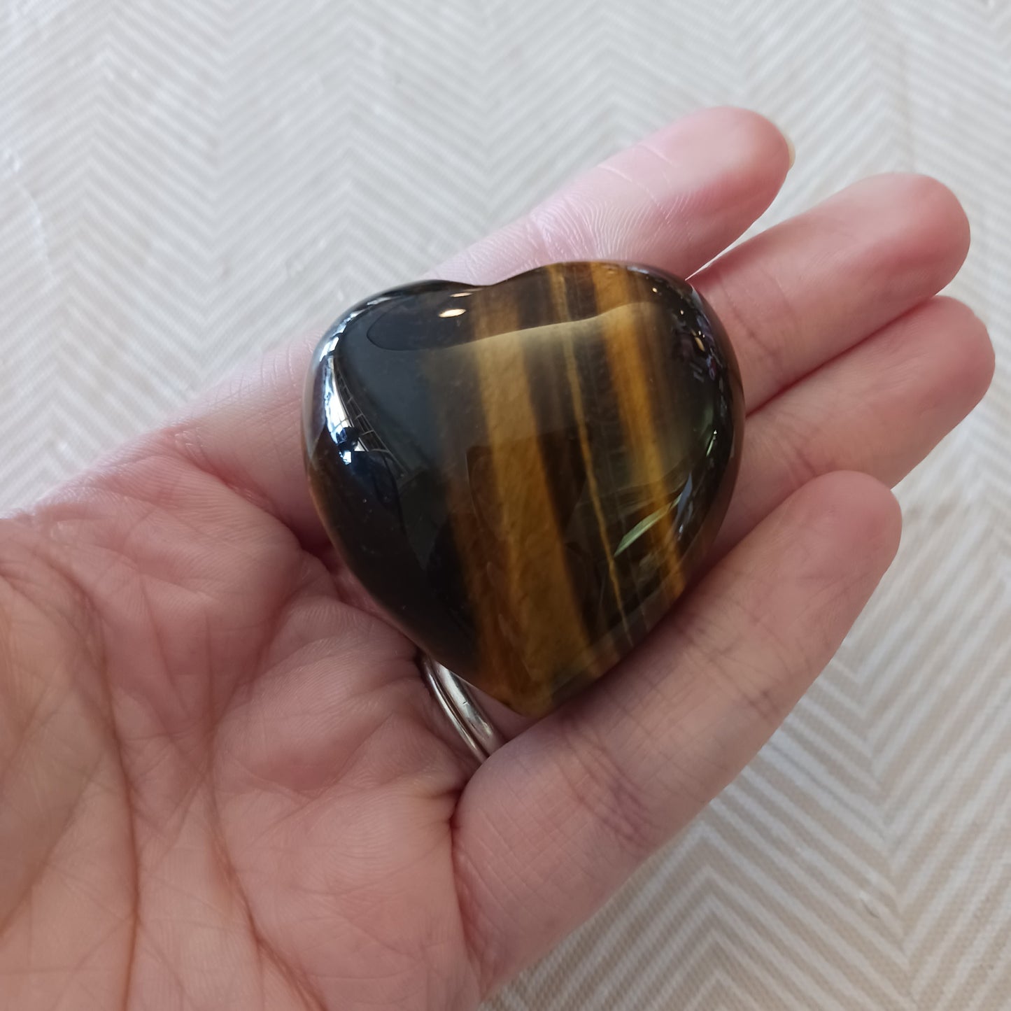 Tiger's Eye Puffy Heart