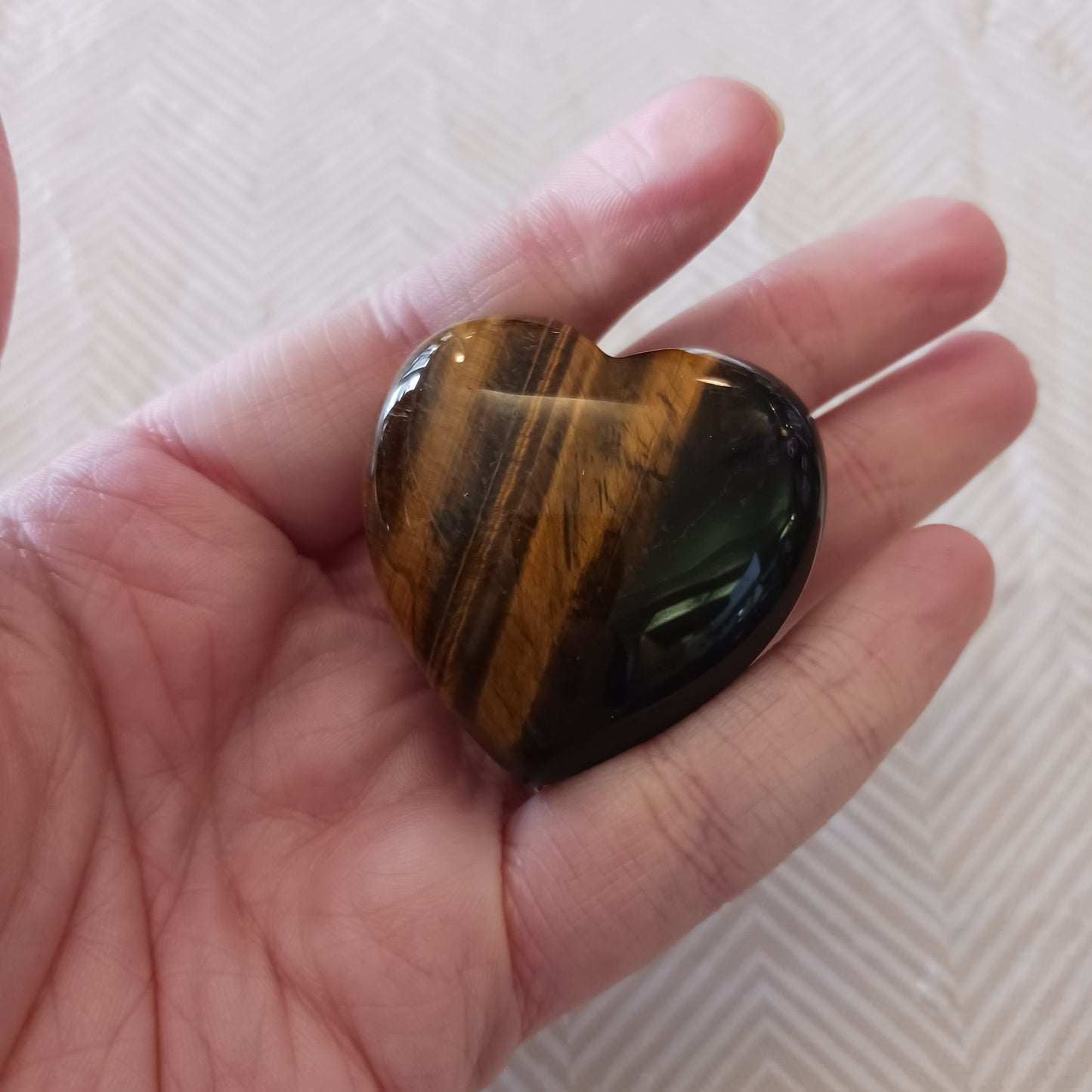 Tiger's Eye Puffy Heart
