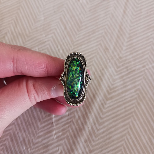 Adjustable Green Fashion Ring