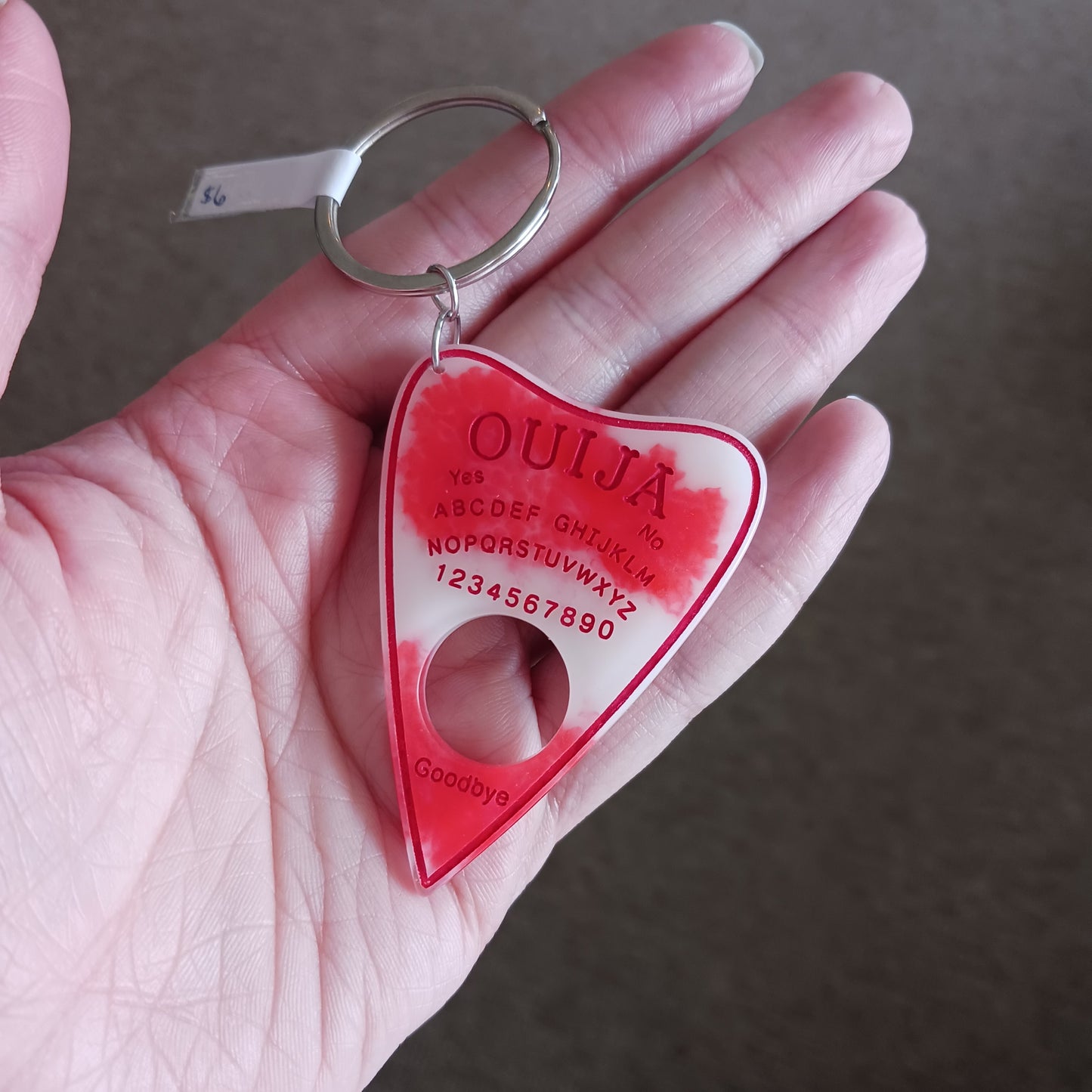 Blood Splatter Ouija Planchette Keychain