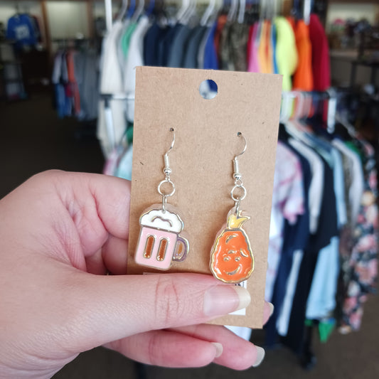 Acrylic Fried Chicken and Beer Earrings