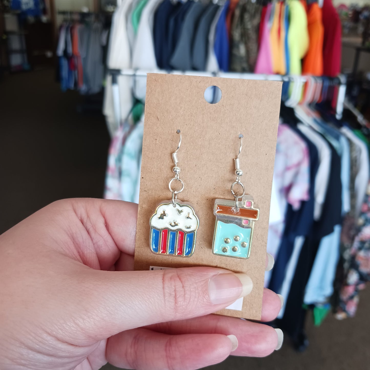 Acrylic Cupcake and Boba Earrings