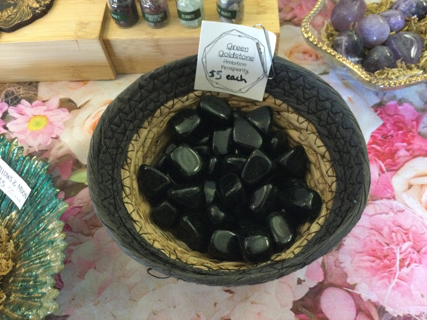 Tumbled Green Goldstone Crystal