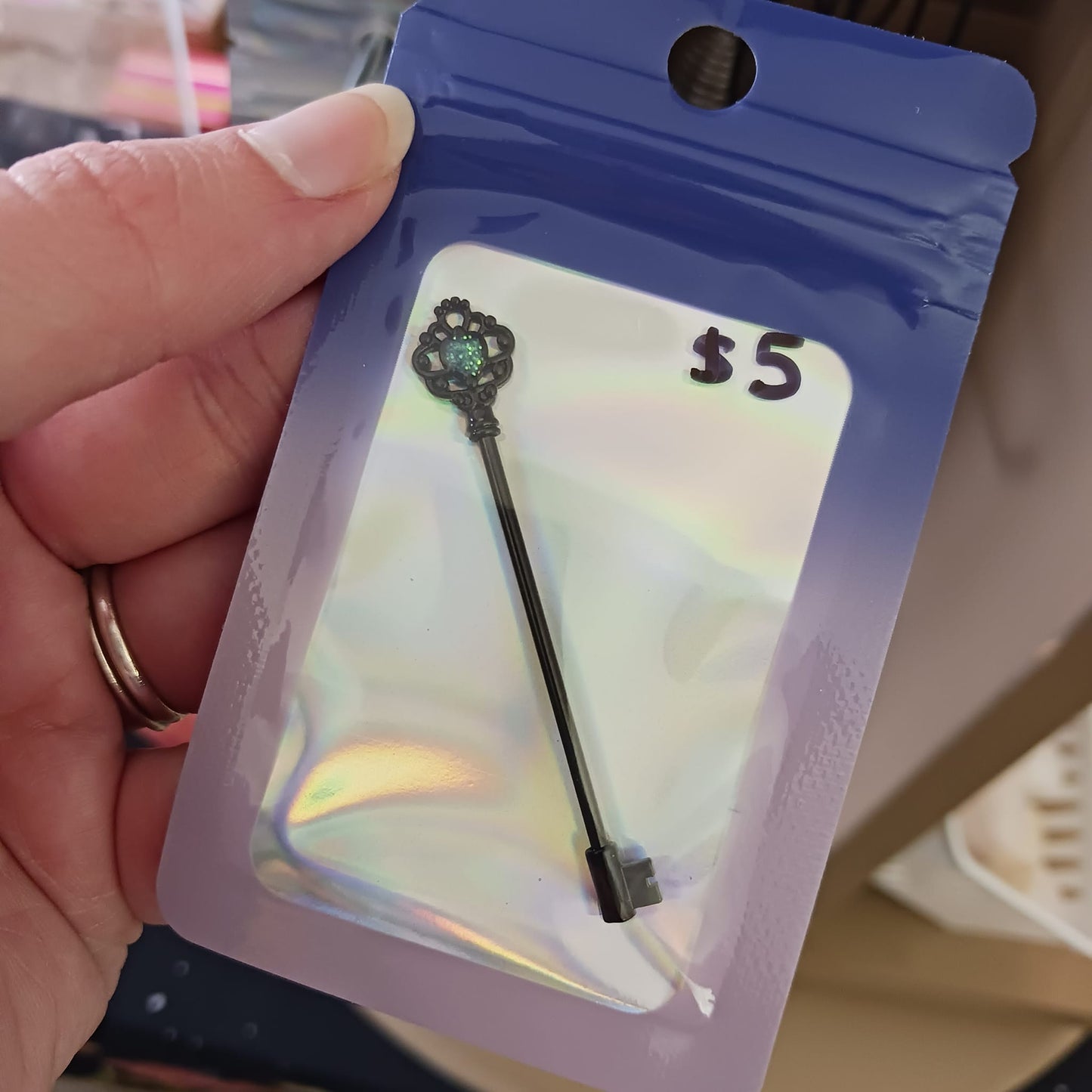 Black Skeleton Key Industrial Barbell Body Jewelry