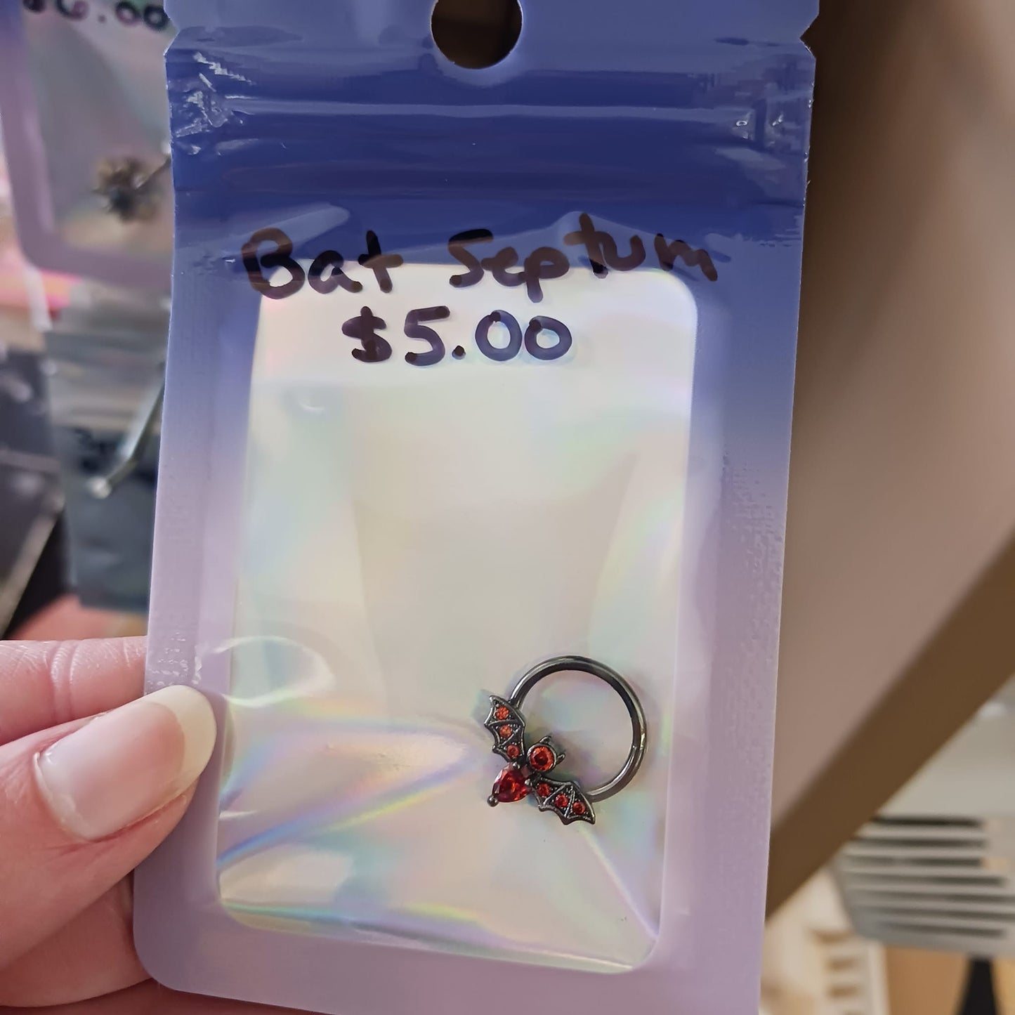 Black and Red Bat Septum Body Jewelry