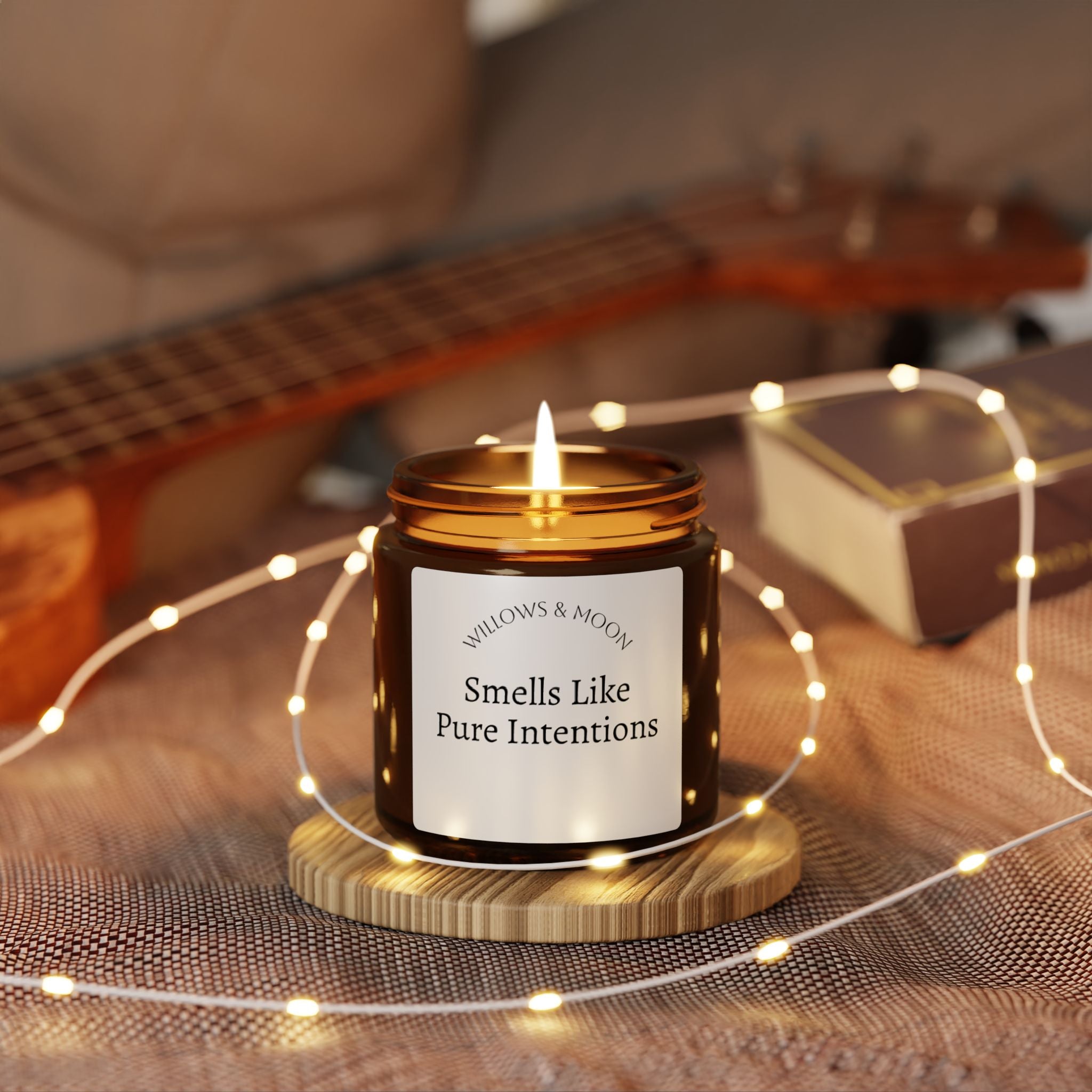 Soy Candle — "Smells Like Pure Intentions" Amber Jar