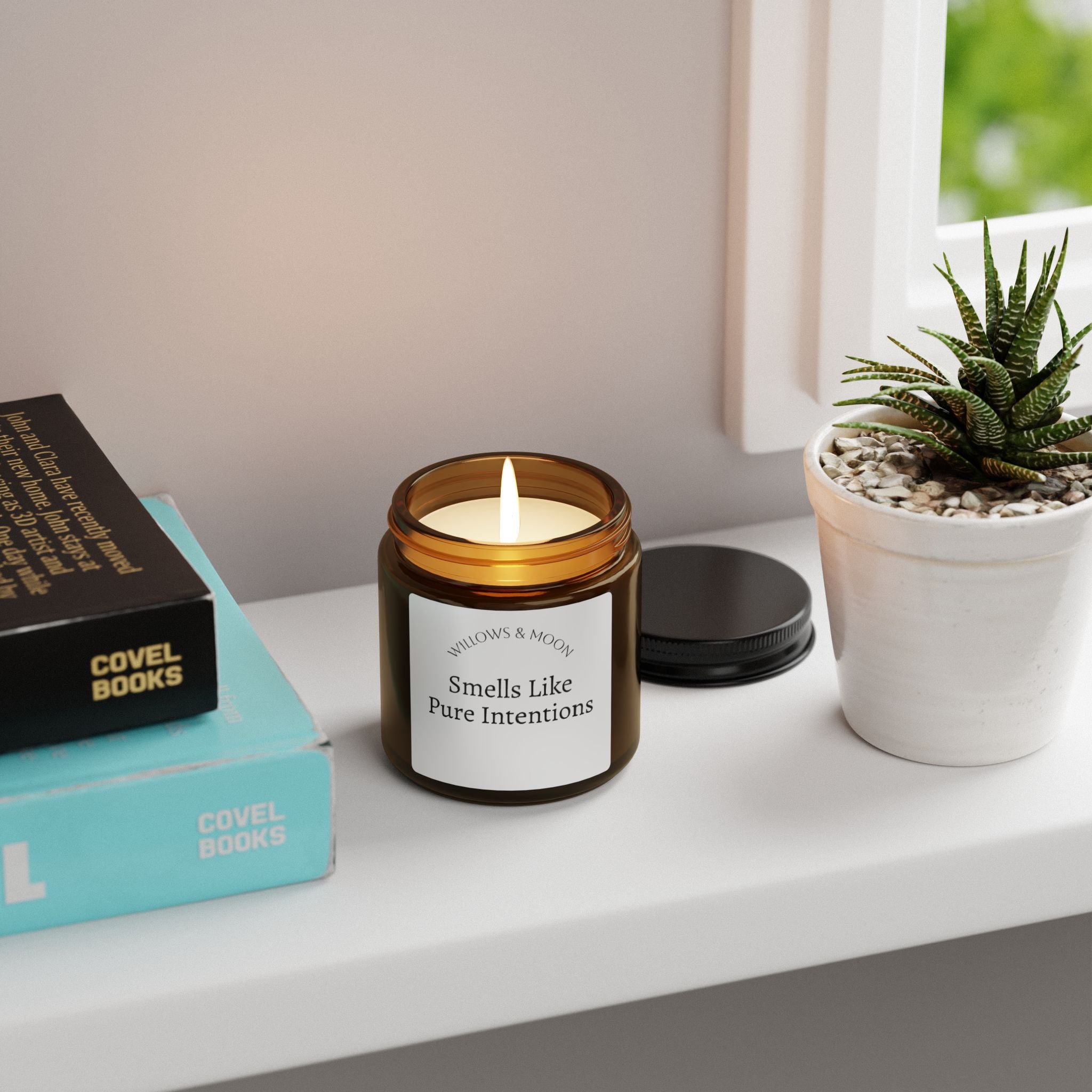 Soy Candle — "Smells Like Pure Intentions" Amber Jar