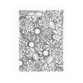 Floral Doodle Coloring Wall Tapestry — Black & White Mandala Flower Design