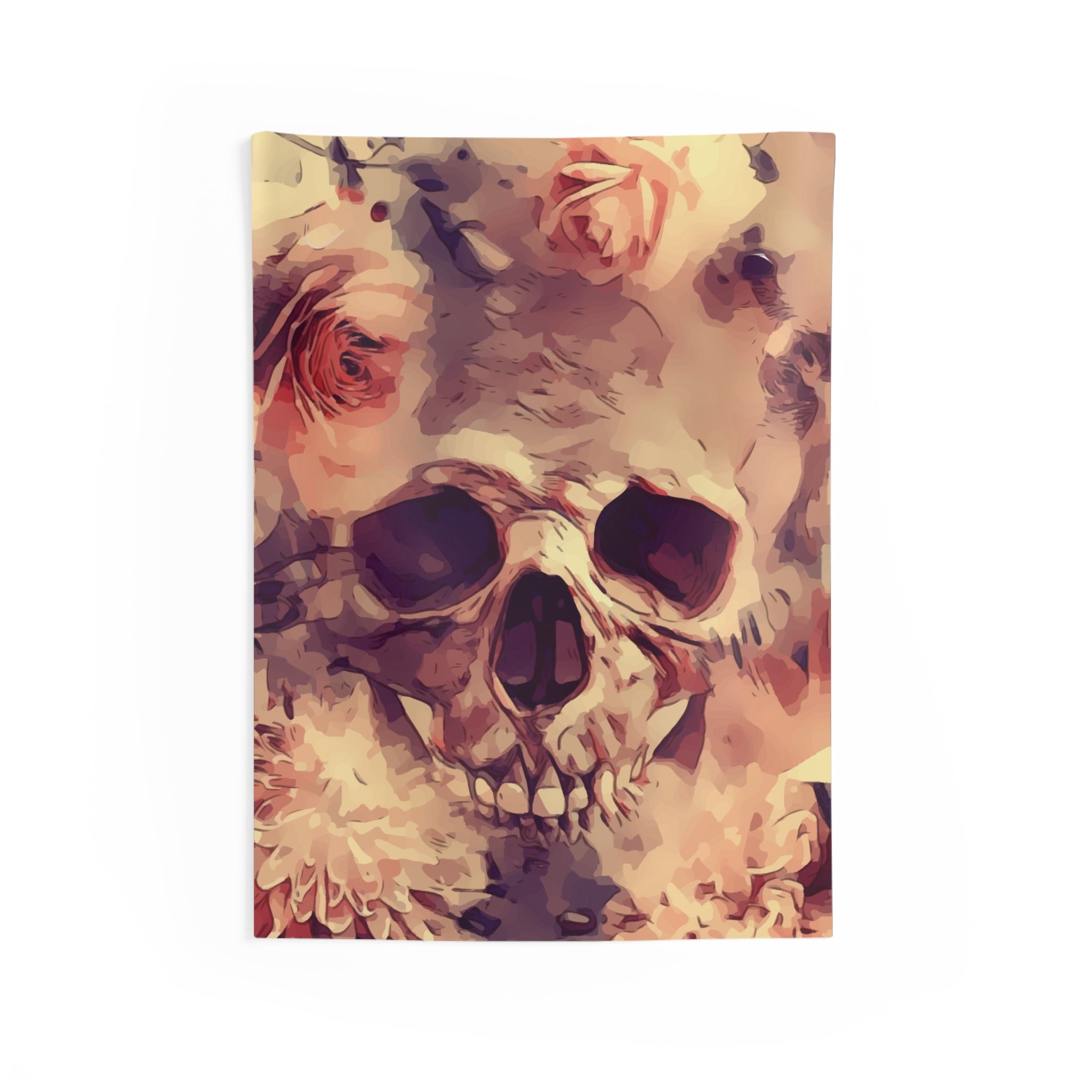 Floral Skull Tapestry — Boho Gothic Wall Hanging for Bedroom & Living Room
