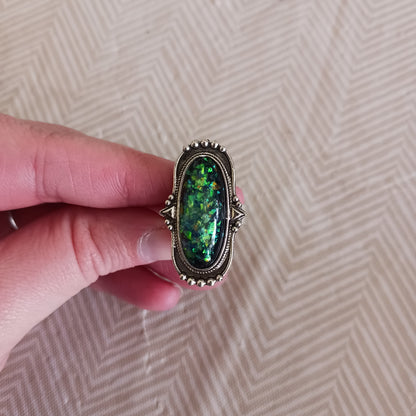 Adjustable Green Fashion Ring