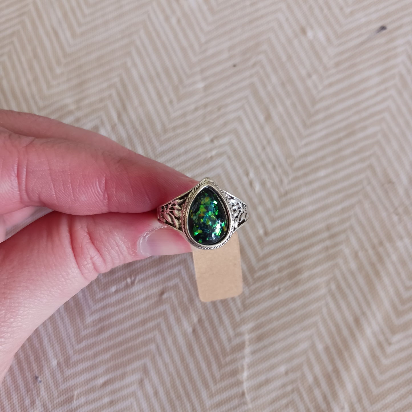 Green and Black Fashion Ring Size 6.5