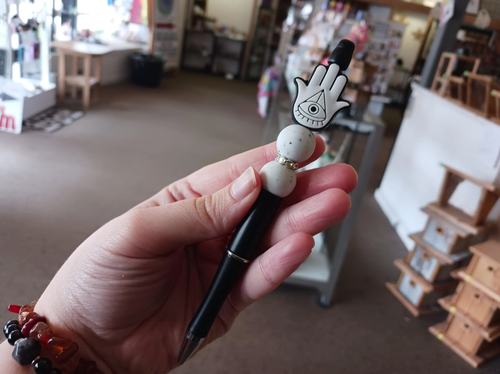 1pc Beaded Hamsa Ballpoint Pen Black Ink