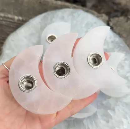 Moon Shaped Selenite Satin Spar Ritual Candle Holder