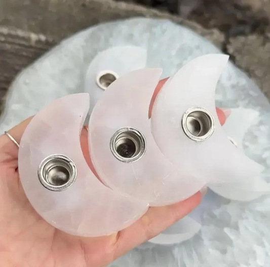 Moon Shaped Selenite Satin Spar Ritual Candle Holder