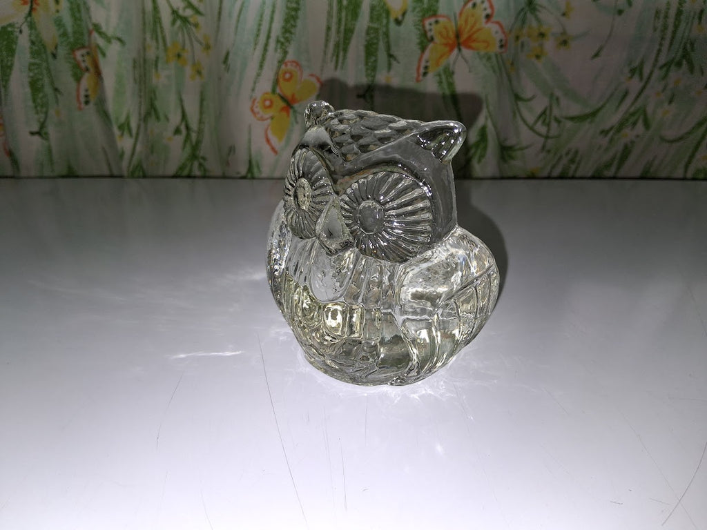 Vintage Clear Glass Owl Shaped Candle Holder