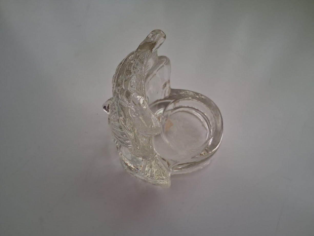 Vintage Clear Glass Owl Shaped Candle Holder
