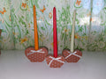 3pc Set Vintage Wooden Heart Shaped Candle Holders