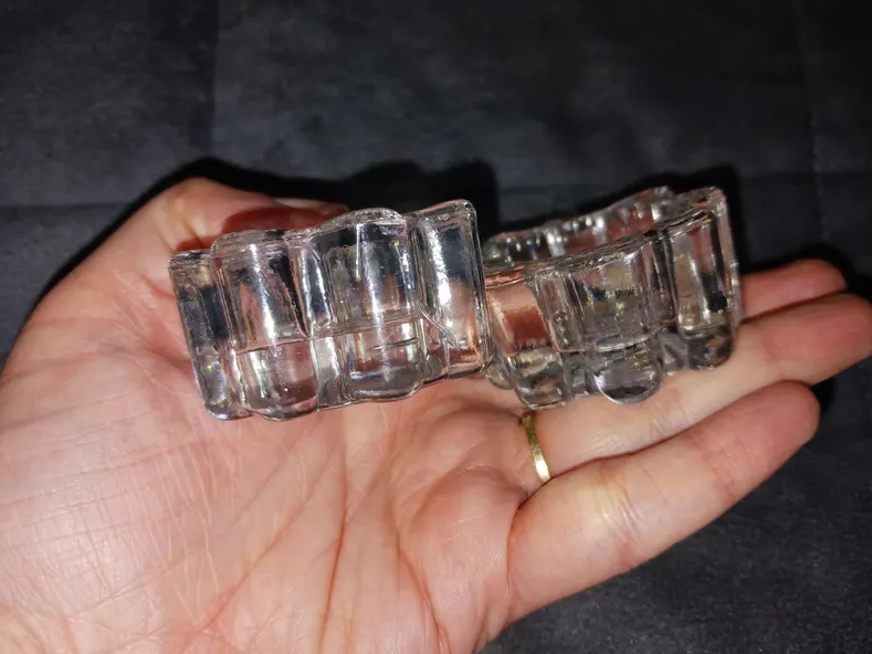 2pc Clear Glass Flower Shaped Candle Holders for Taper, Votive, or Ritual Candles