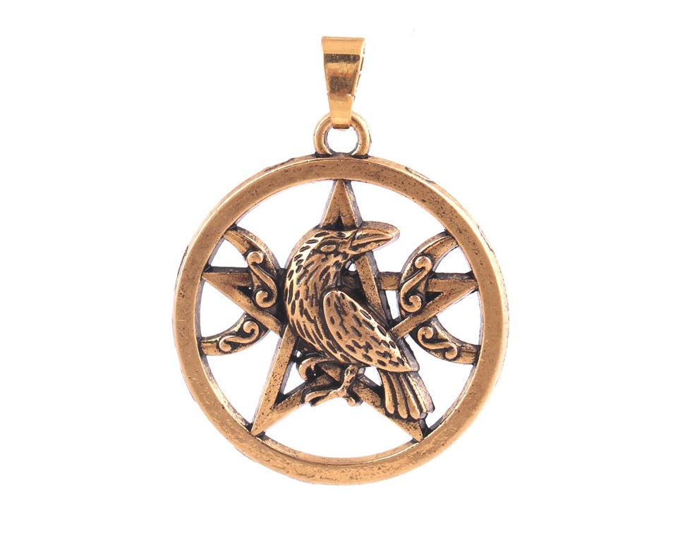 Moon Pentacle Raven Charm