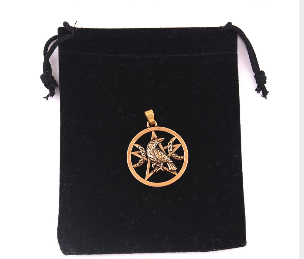 Moon Pentacle Raven Charm