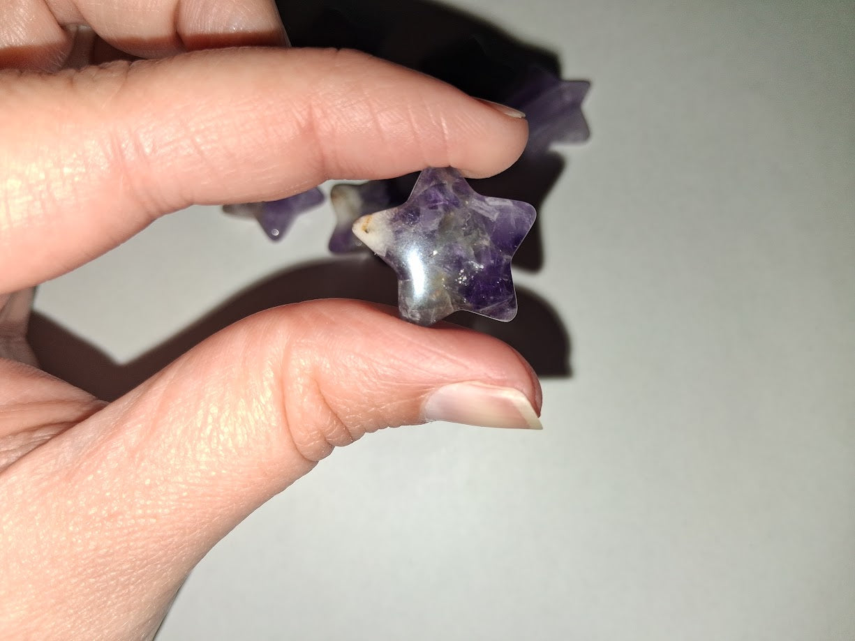Mini Carved Amethyst Star Crystal