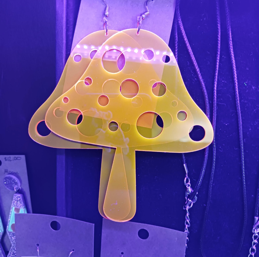 Large Acrylic Mushroom Earrings