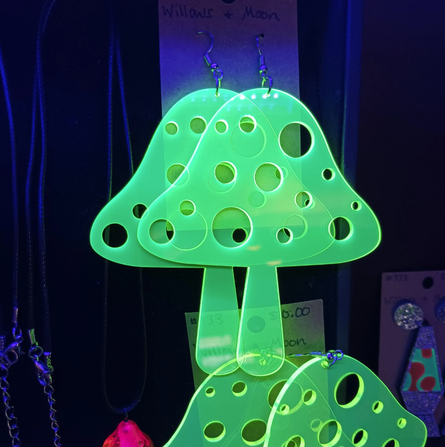 Large Acrylic Mushroom Earrings