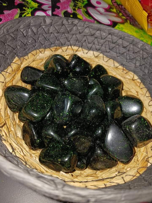 Tumbled Green Goldstone Crystal