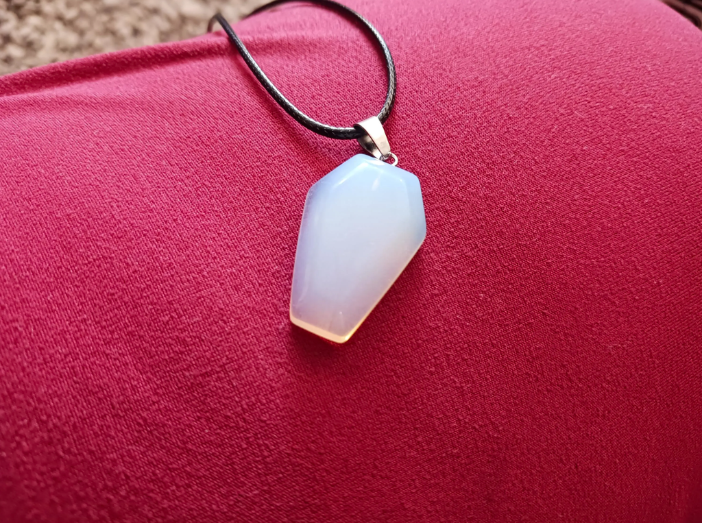 Coffin Shaped Opalite Crystal Necklace