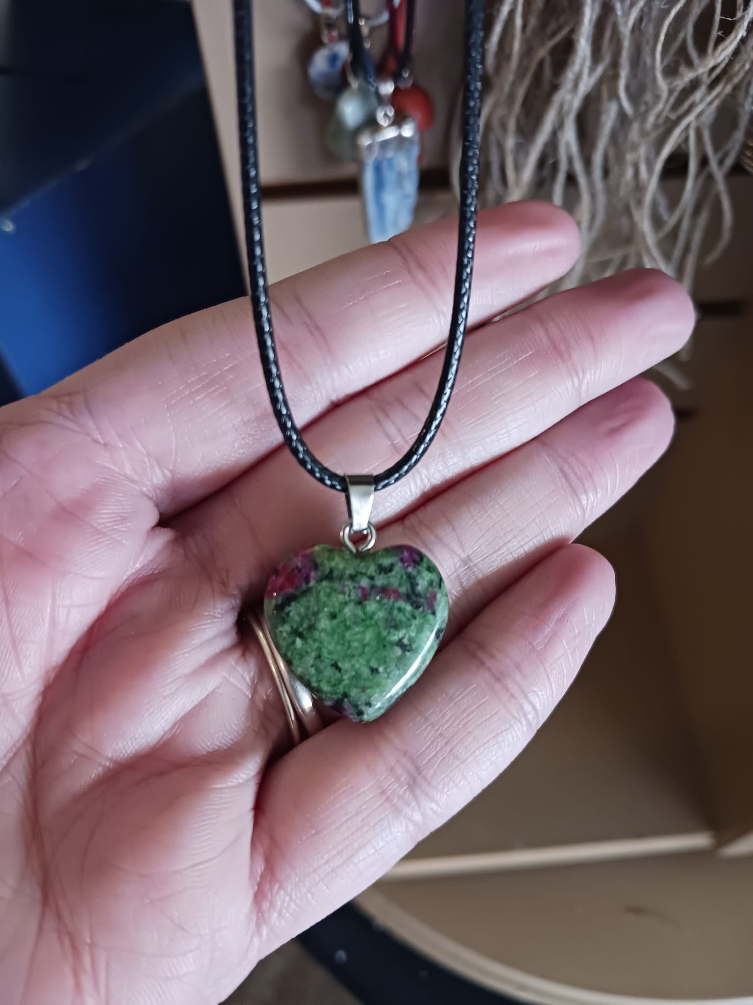 Ruby Zoisite Heart Shaped Crystal Necklace