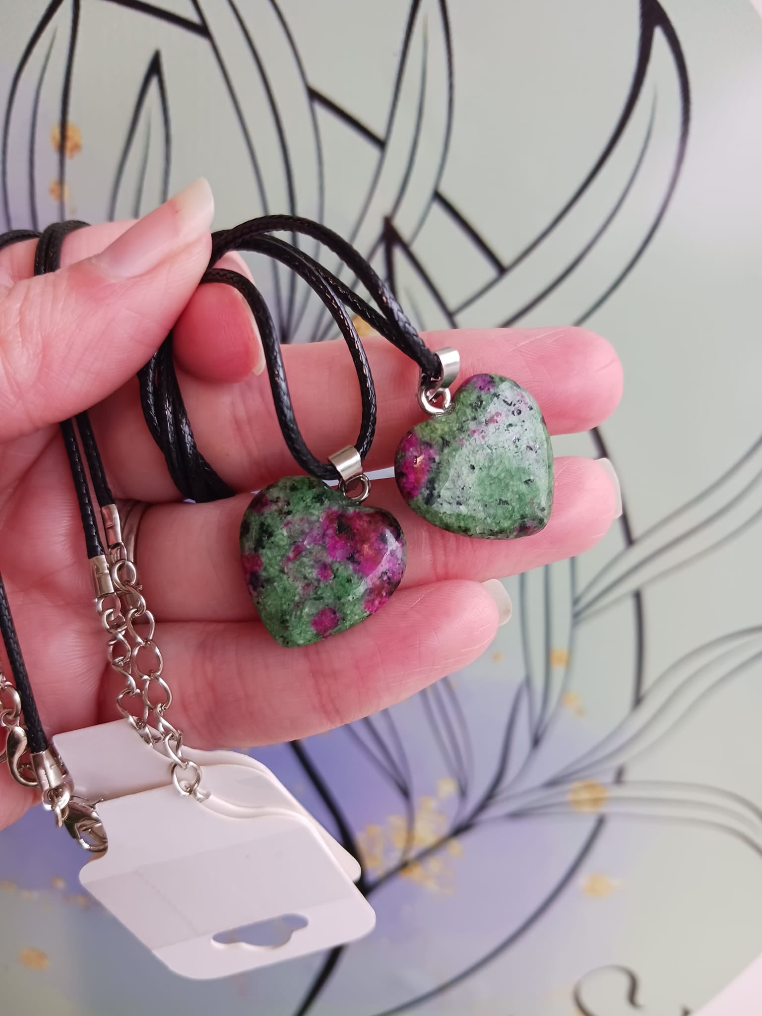 Ruby Zoisite Heart Shaped Crystal Necklace
