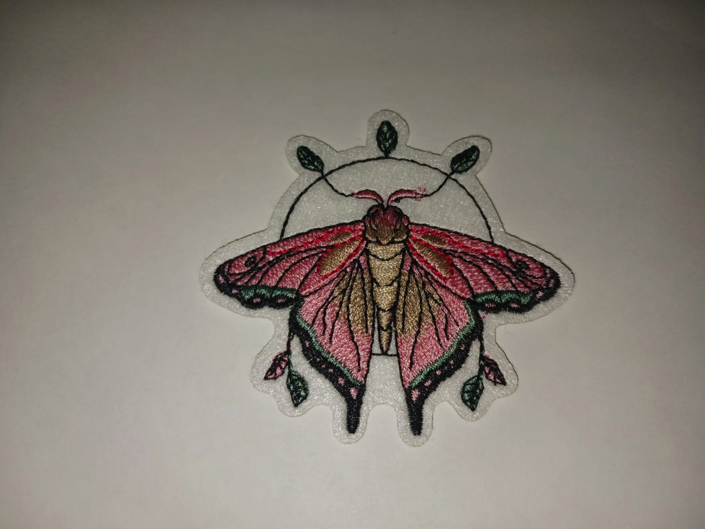 Pink Moth Witchy Iron On Patch