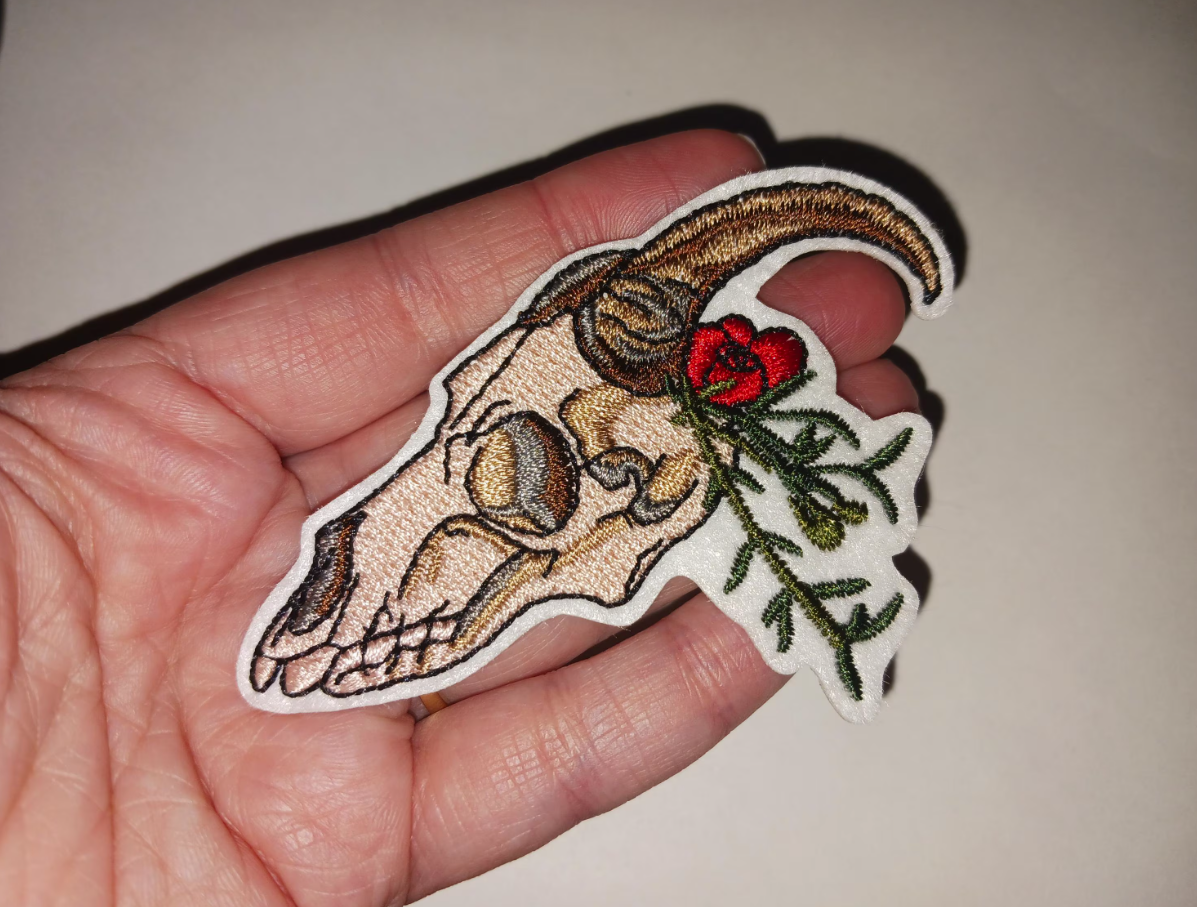Goat Skull Iron On Patch