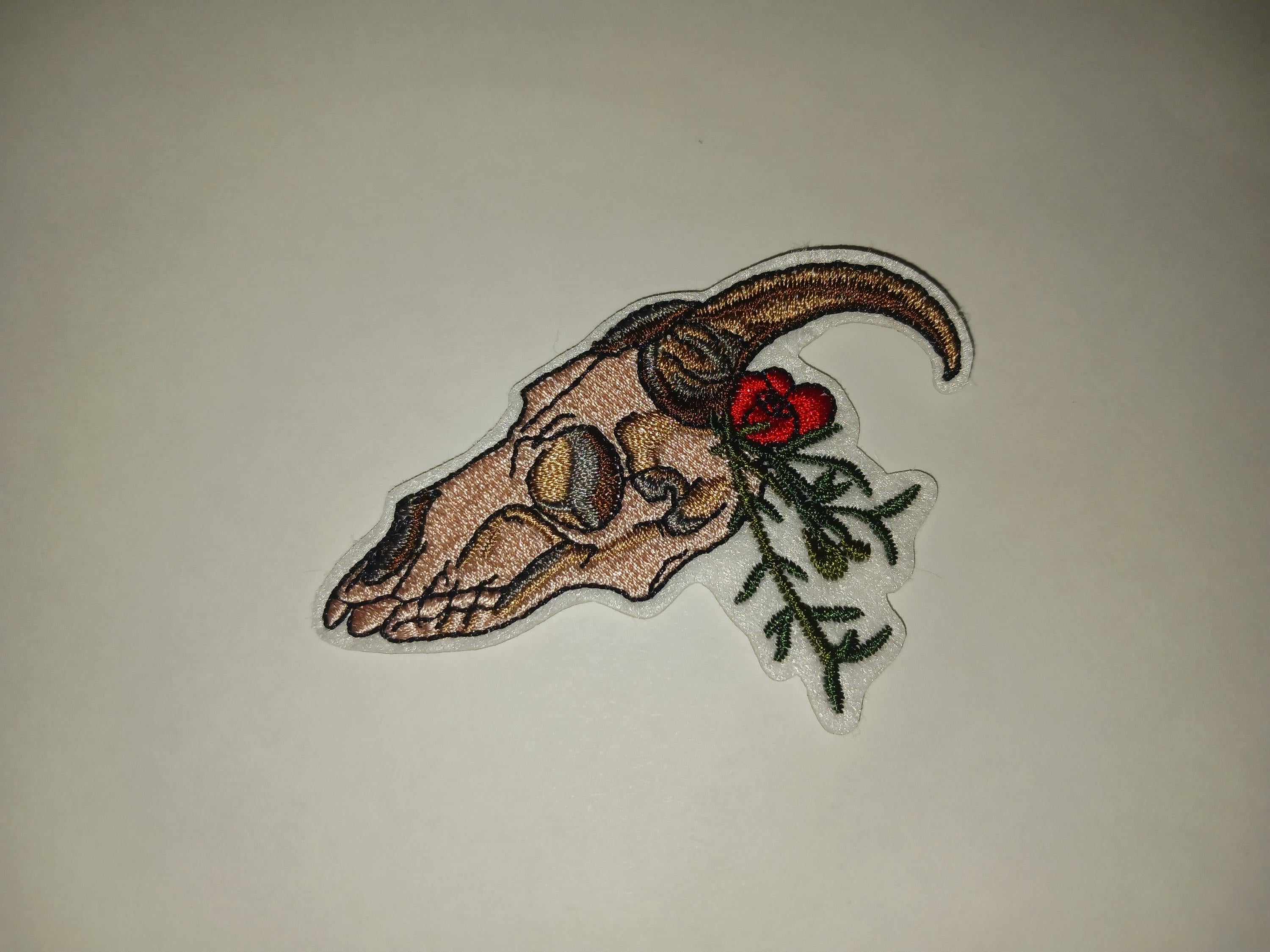 Goat Skull Iron On Patch