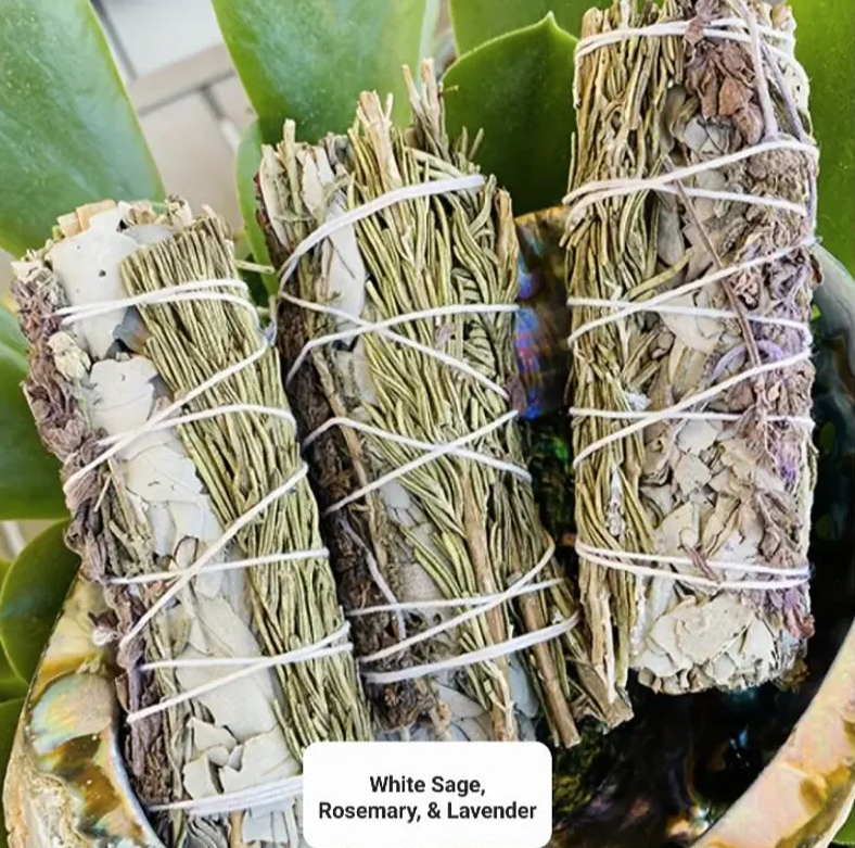 4in White Sage with Lavender and Rosemary Bundle, Energy Cleansing