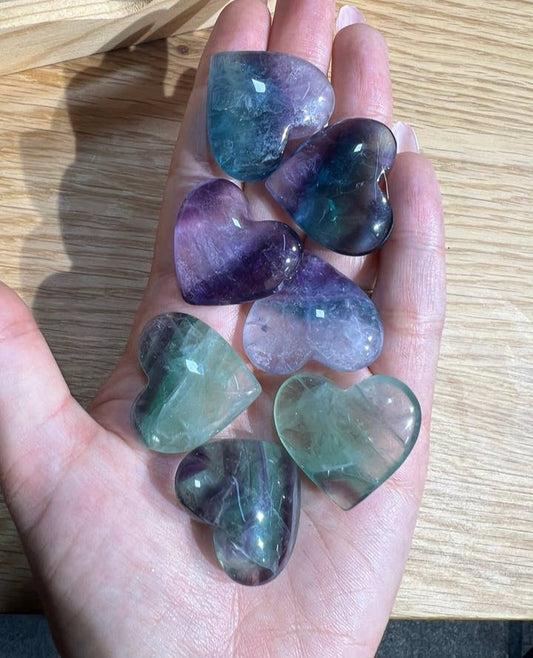 Fluorite Crystal Heart Carving