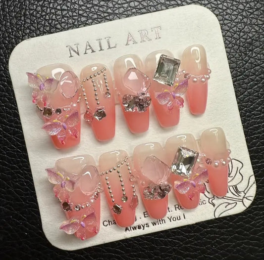 Luxury Handmade Press On Nails - Pink Princess