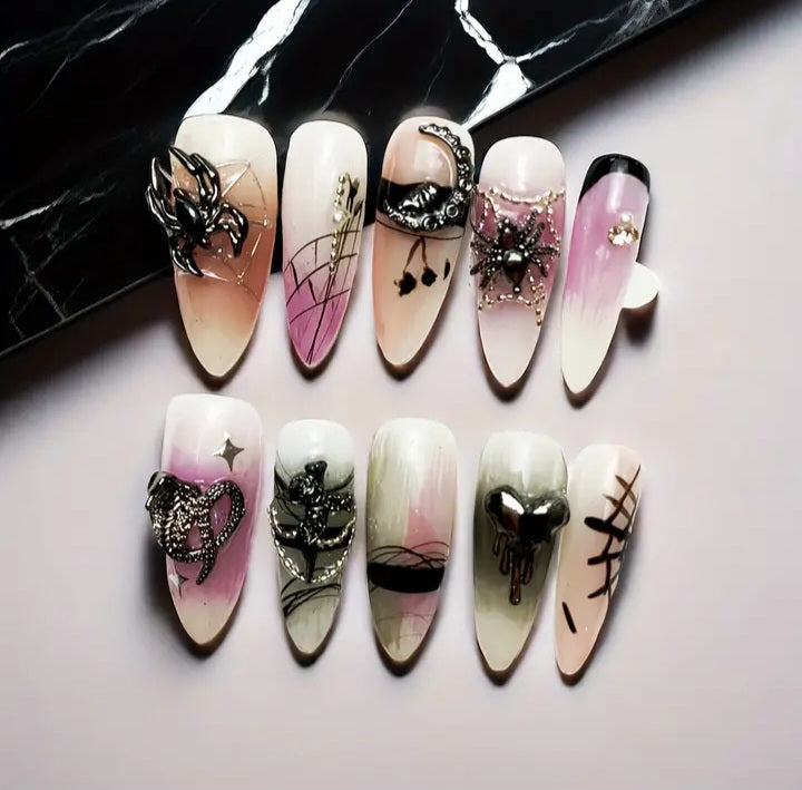 Luxury Handmade Press On Nails - Spider Queen