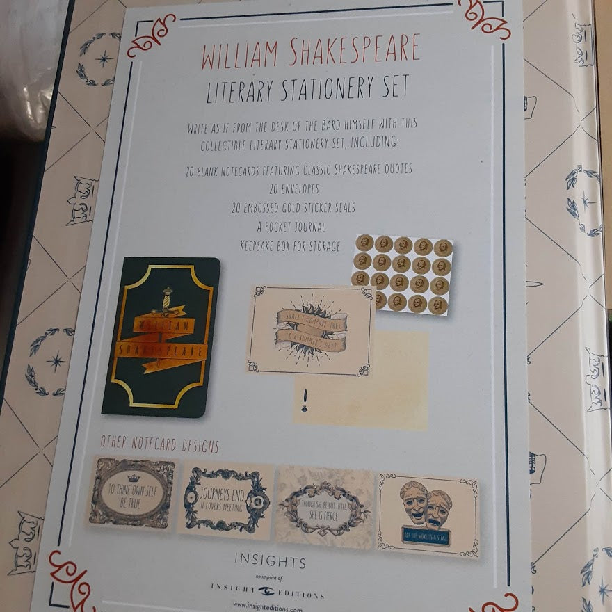 Literary Stationery Set: William Shakespeare Themed Boxed Notecards & Journal