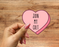 Join My Cult Conversation Heart Sticker