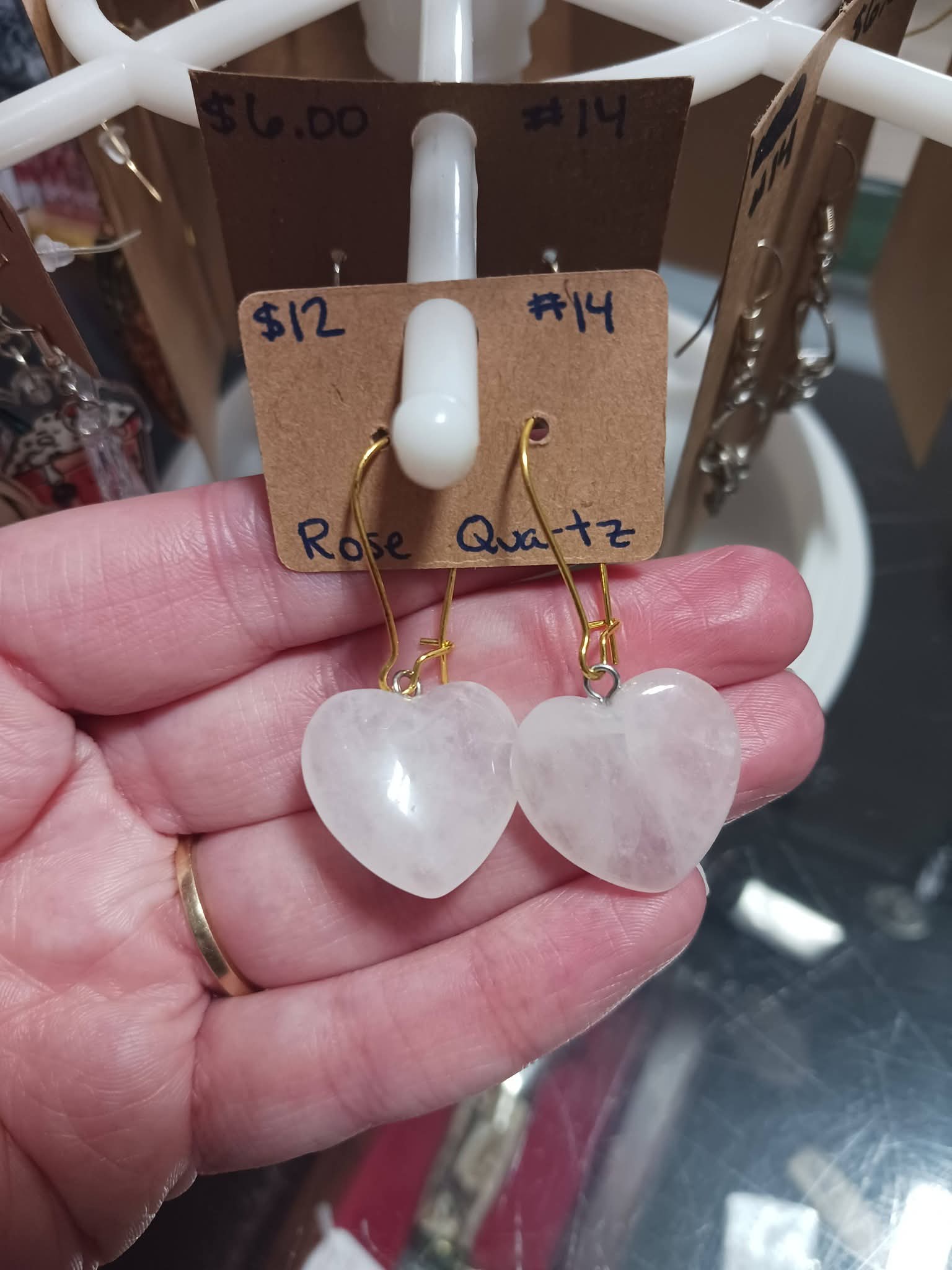 Rose Quartz Heart Earrings