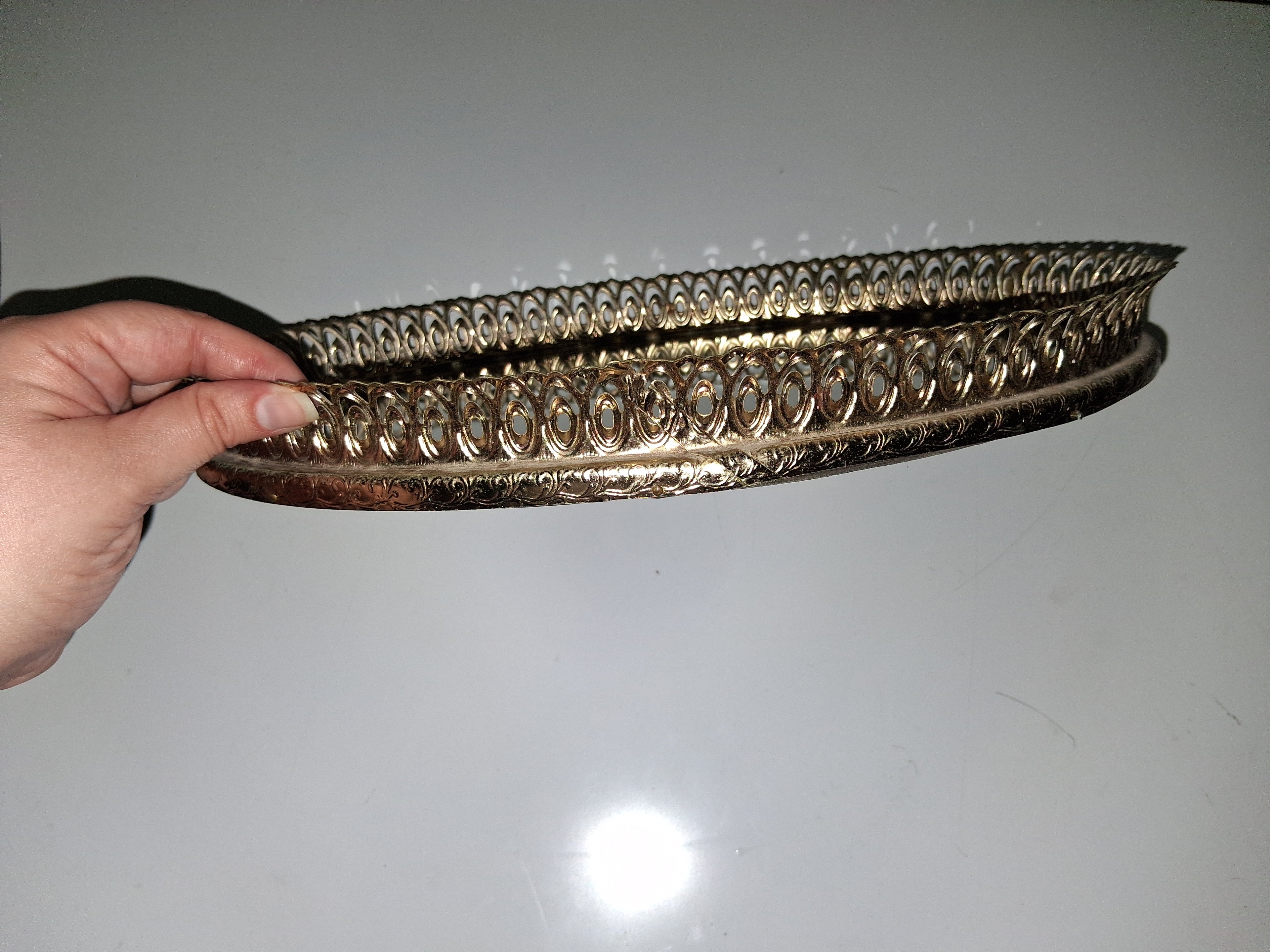 Vintage Brass Mirrored Vanity Perfume Tray, Hollywood Regency