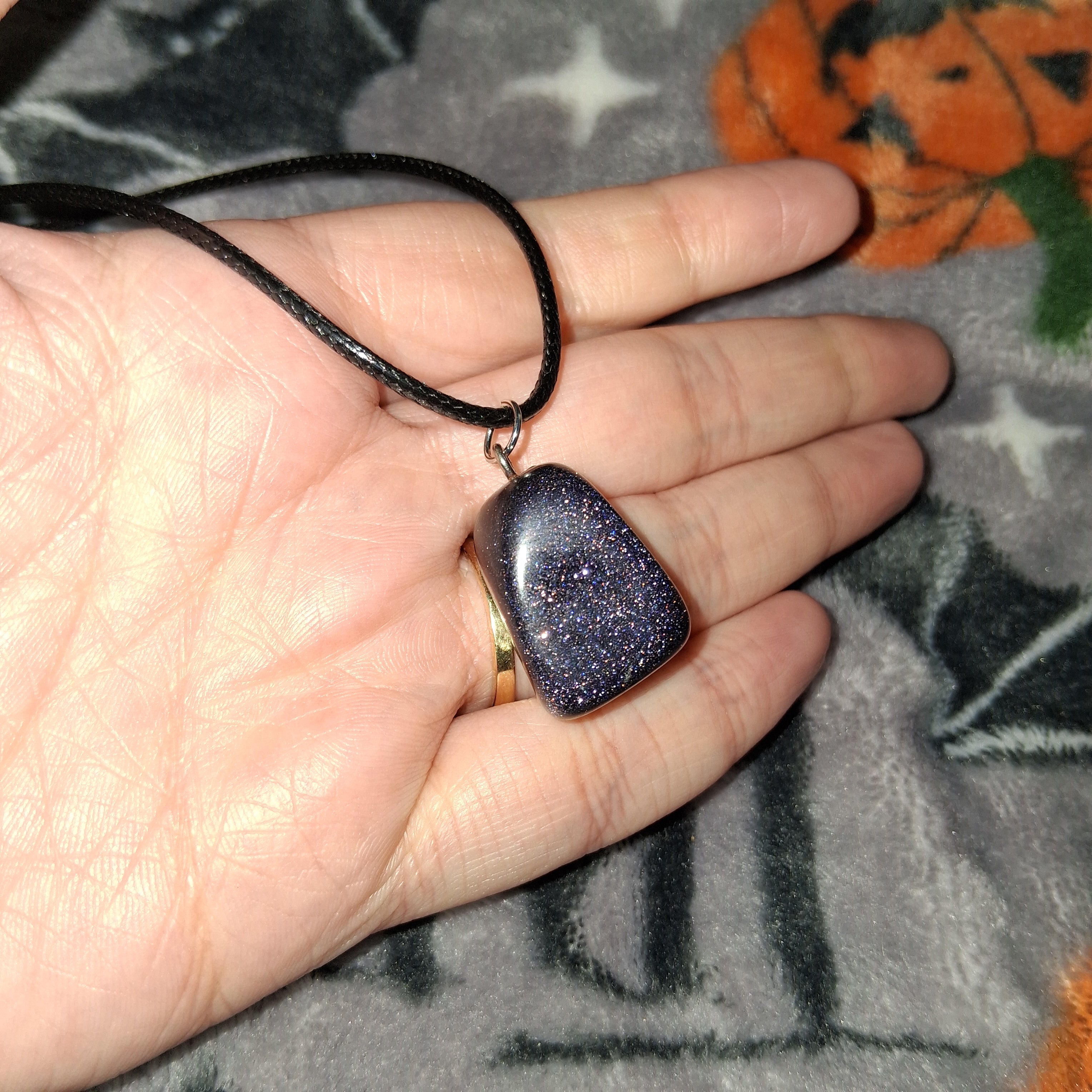 Blue Sandstone/Goldstone Necklace