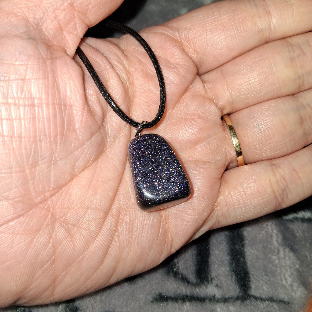 Blue Sandstone/Goldstone Necklace
