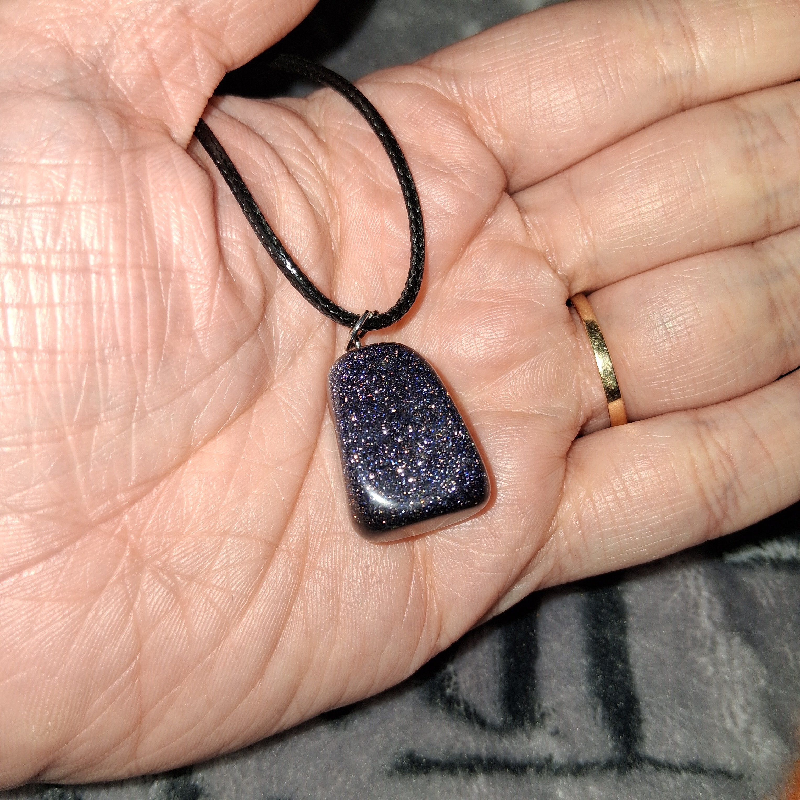 Blue Sandstone/Goldstone Necklace