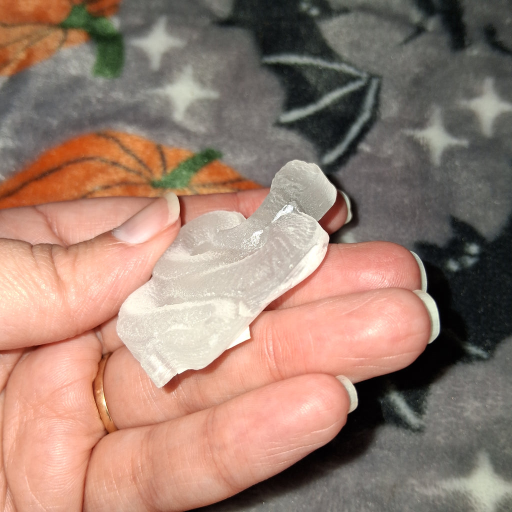 Satin Spar Snake Carving