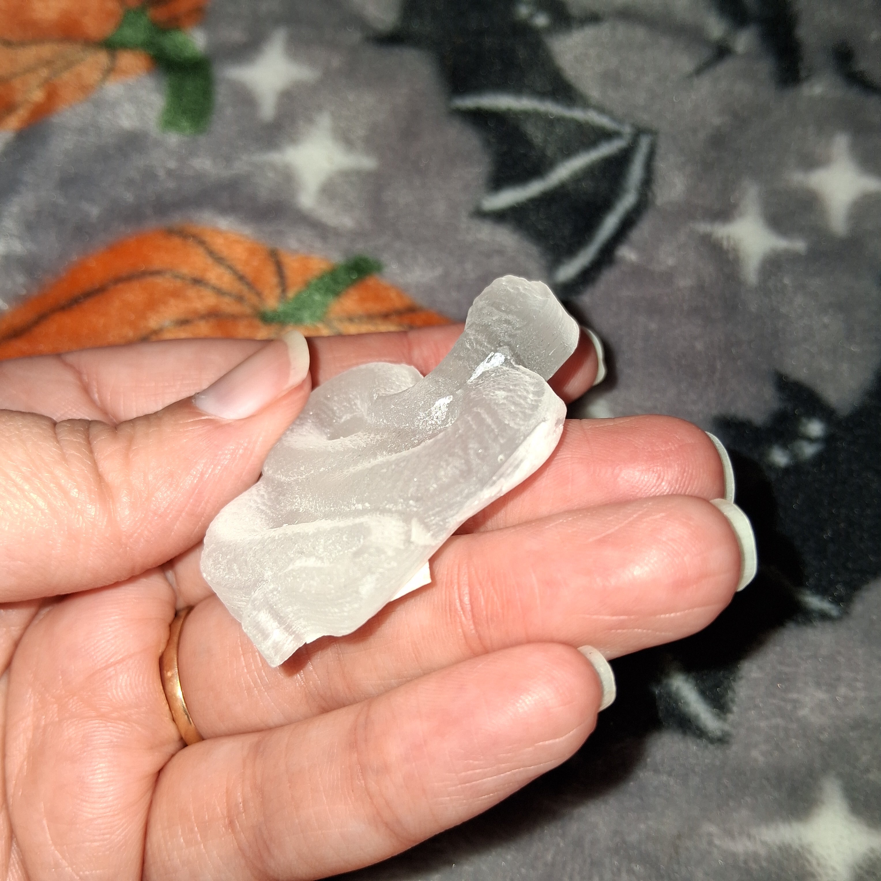 Satin Spar Snake Carving